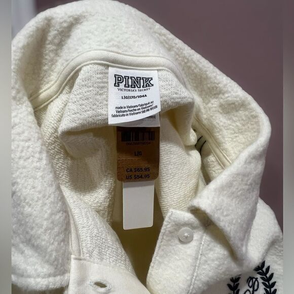 PINK REVERSE FLEECE CROPPED POLO SWEATSHIRT - Picture 5 of 5